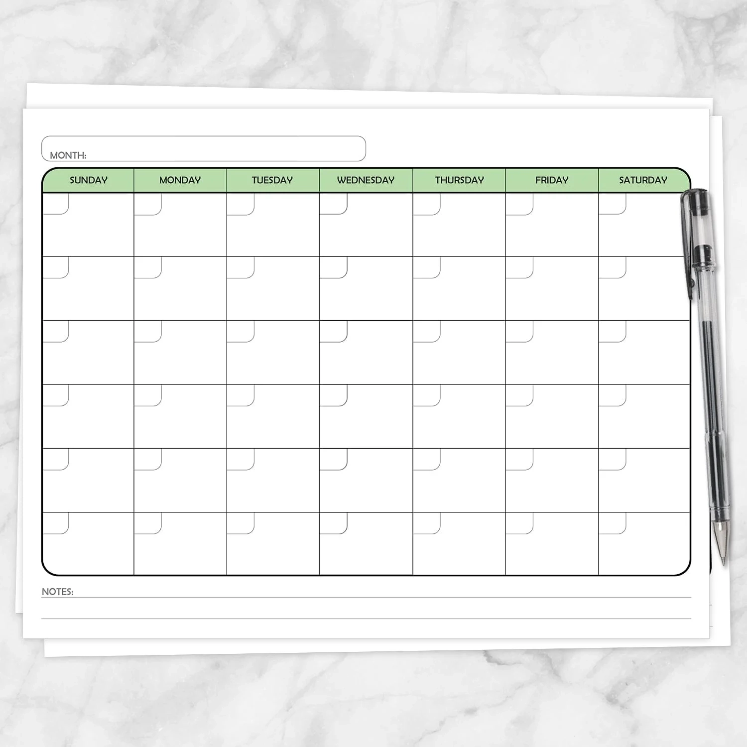 Blank Calendar Pages Printable