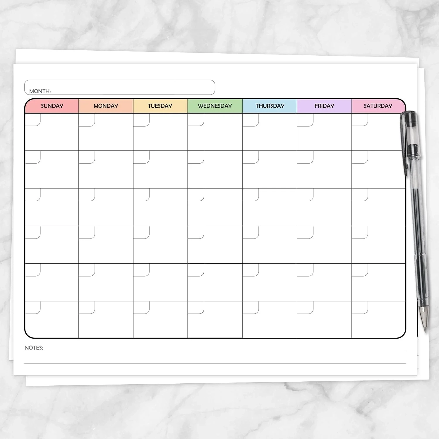 Blank Calendar Printable Month Lines