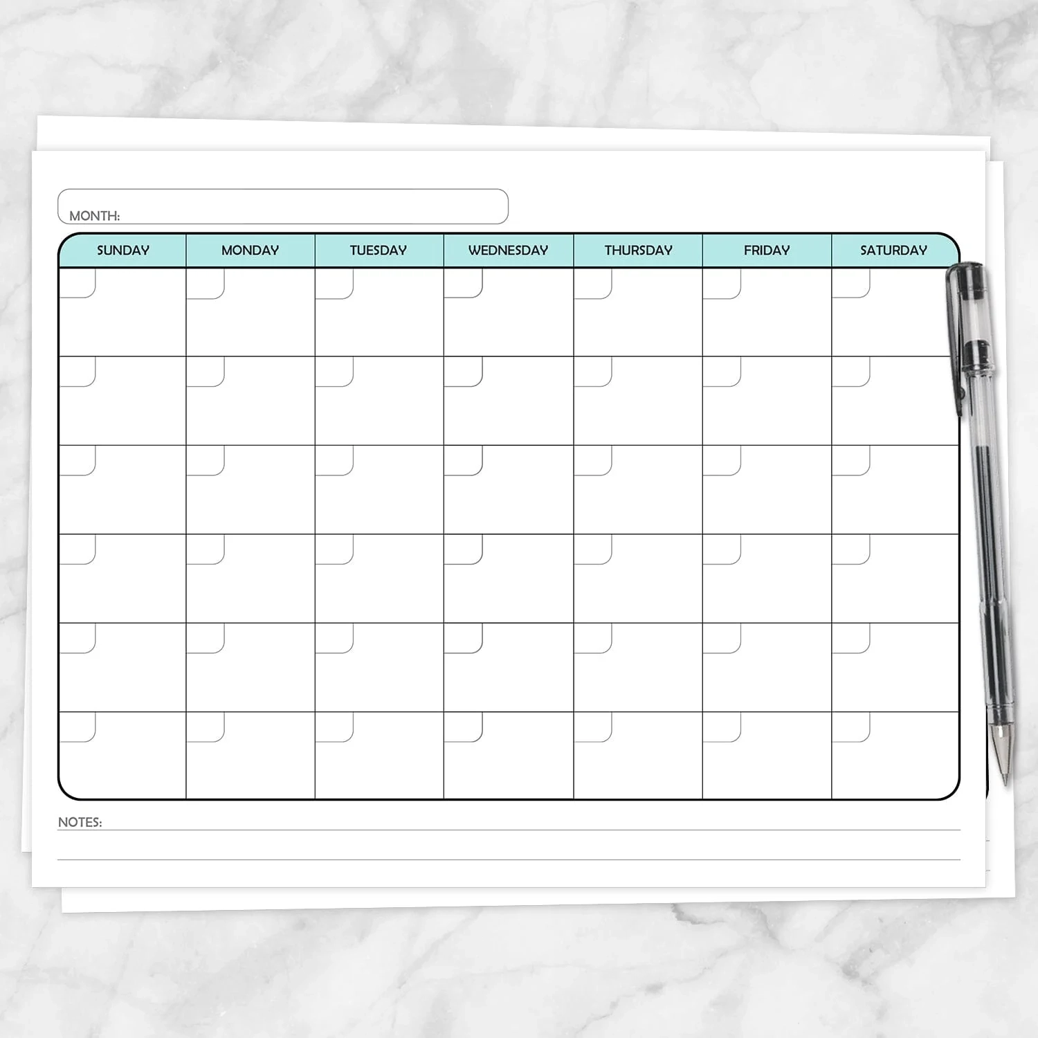 Printable Medium Size Blank Calendat
