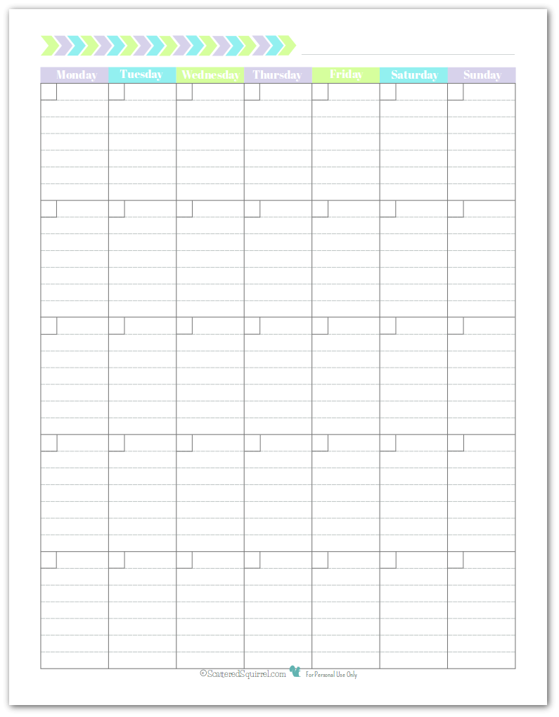 Printable Blank Calendar Portrait