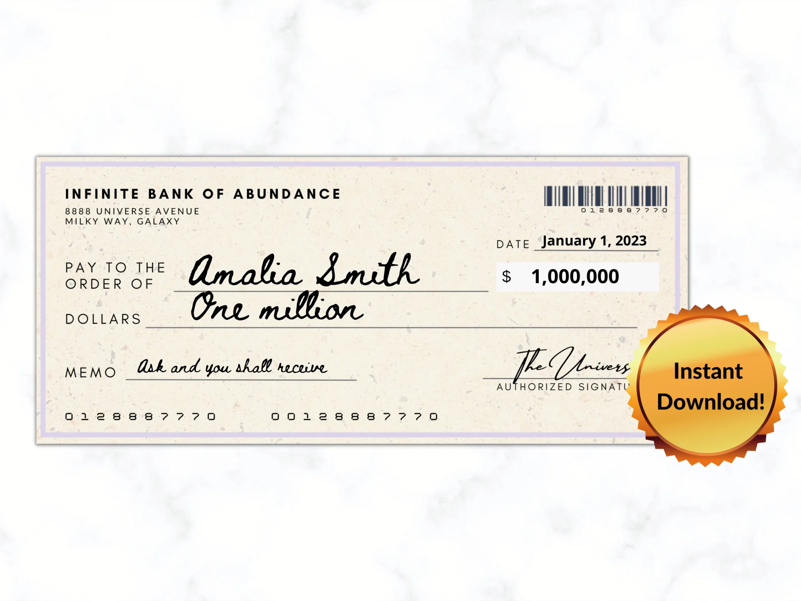 Money Manifestation Cheque Printable Blank Check Abundance 