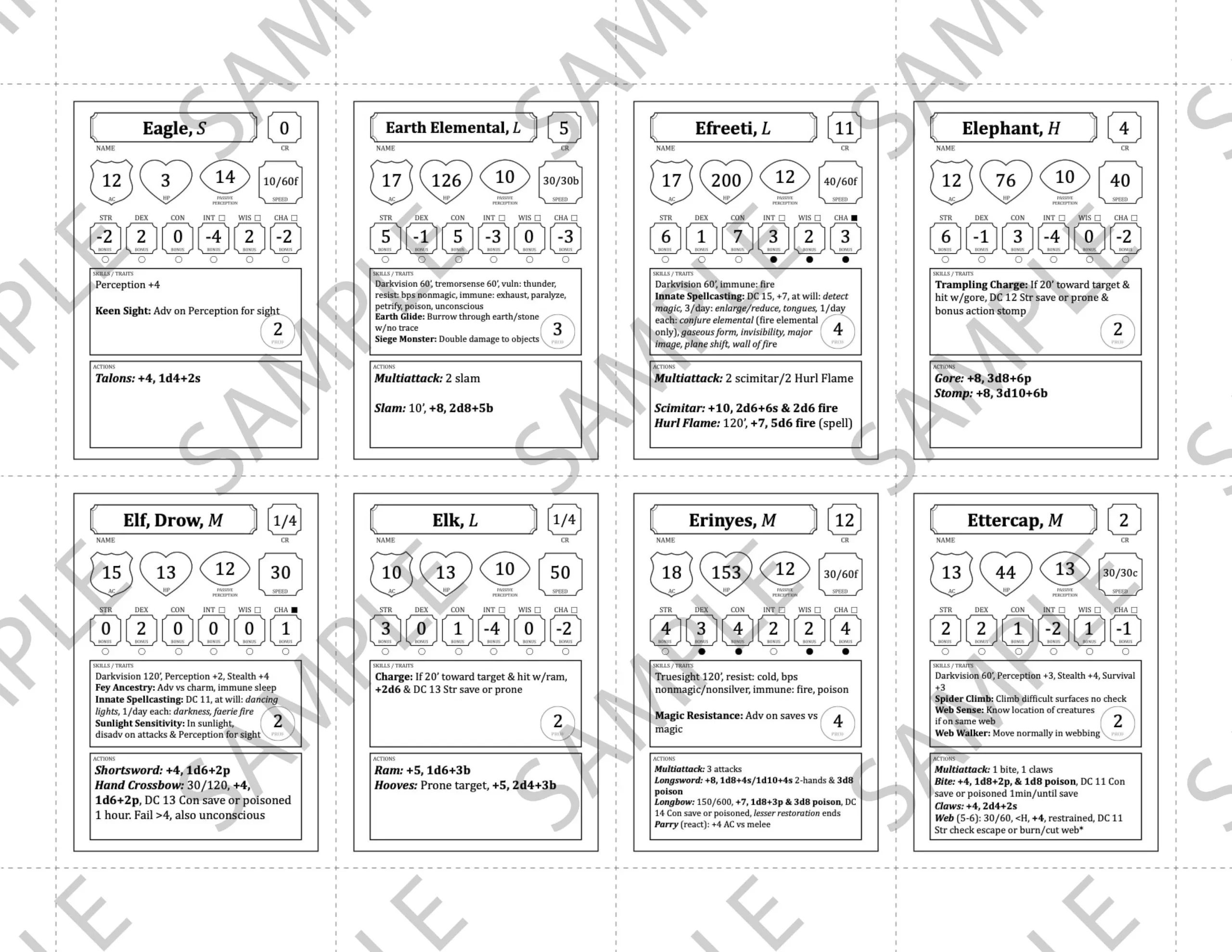 Printable Monster Cards 5e Blank