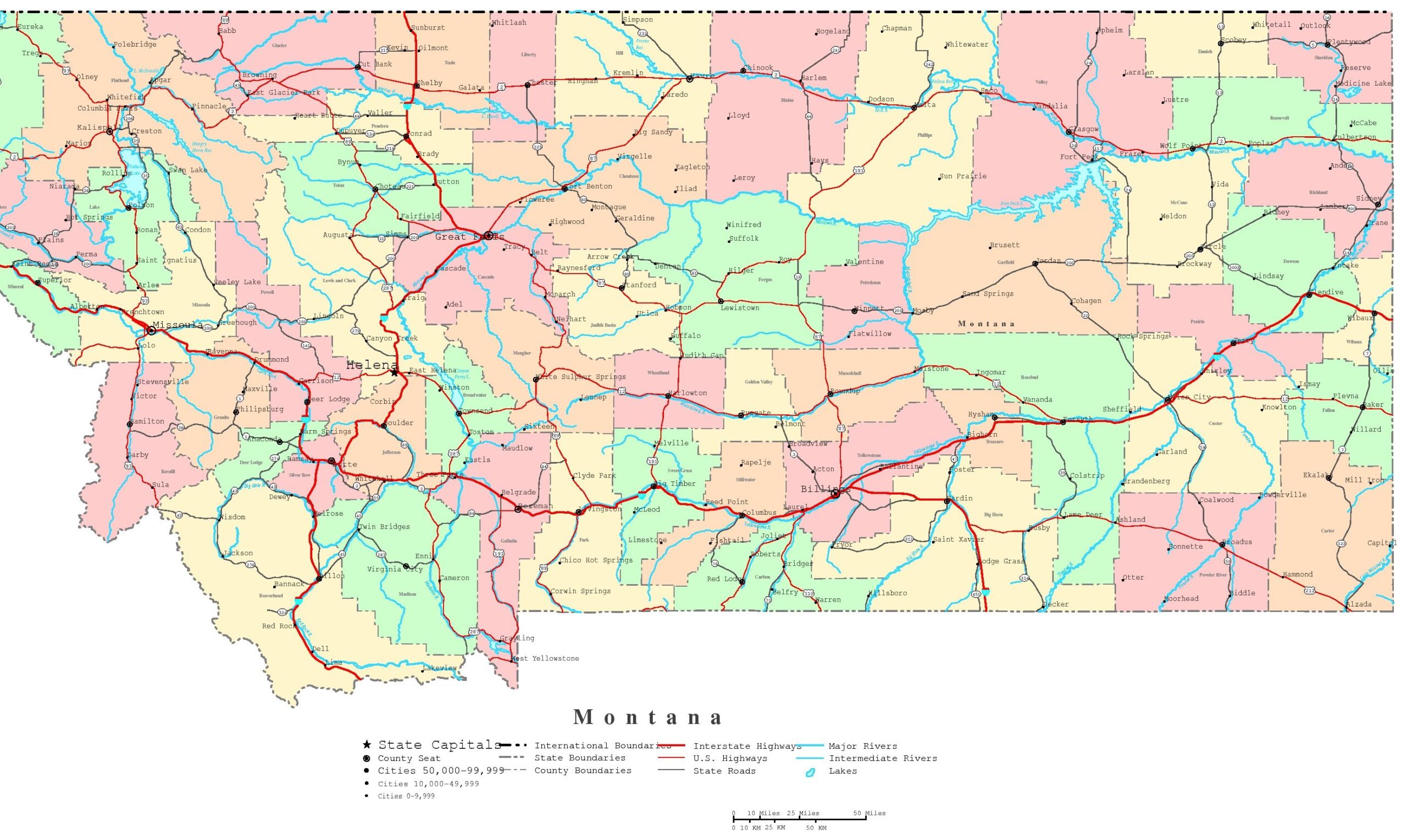 Blank Printable Map Of Montana