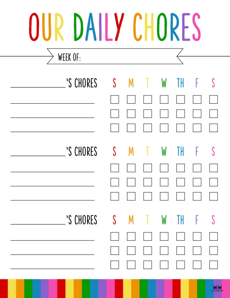 Multiple Children Chore Charts 10 Free Printable Charts 