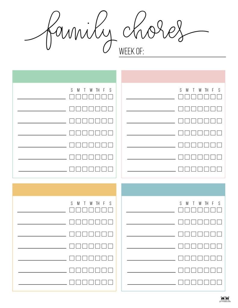 Blank Printable Multiple Chore Chart
