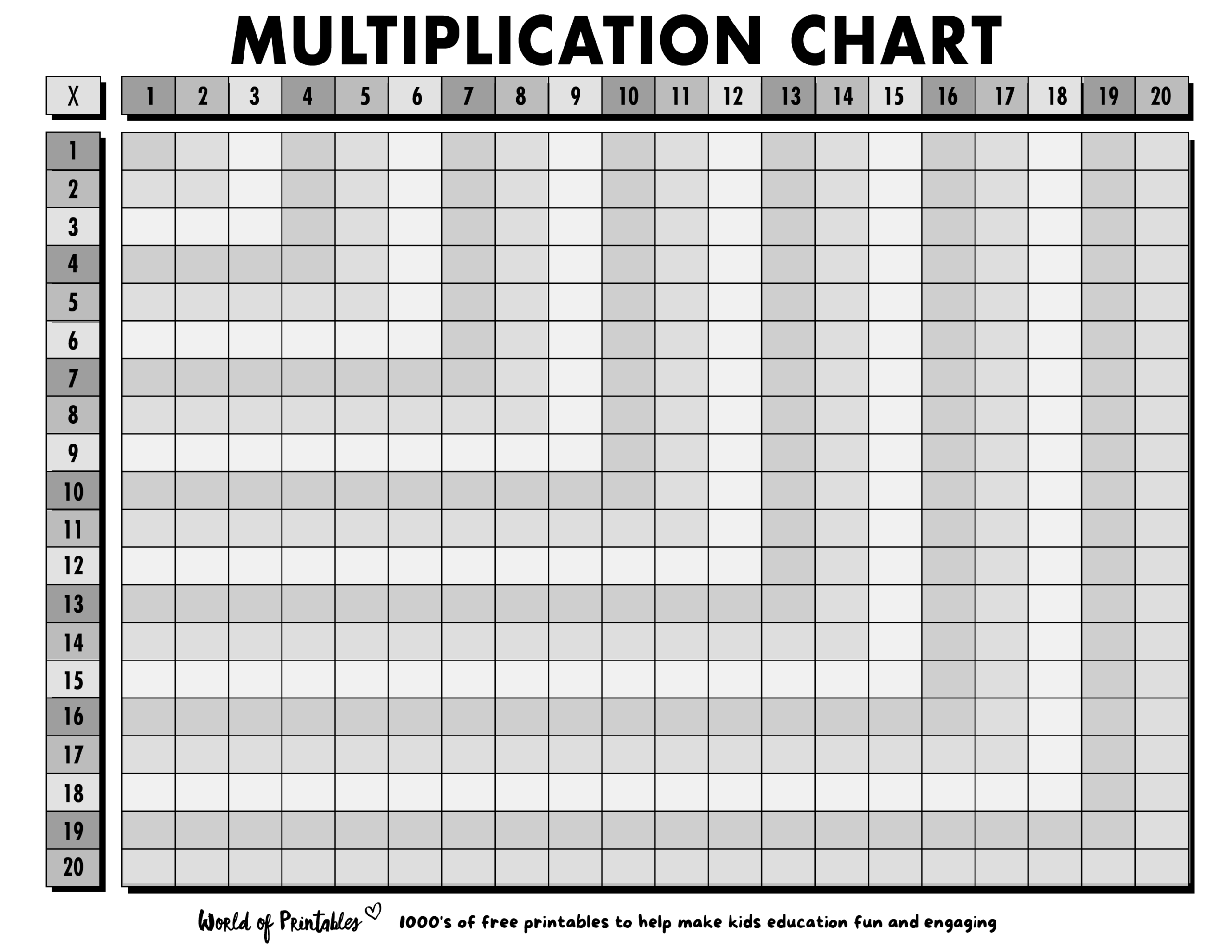 Multiplication Chart 1 To 20 Cute amp amp Free Printables 