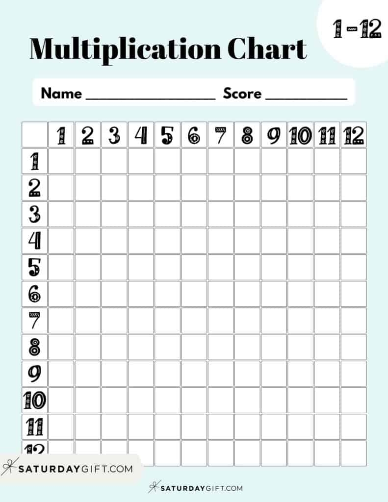 Blank Multiplication Chart Printable Free