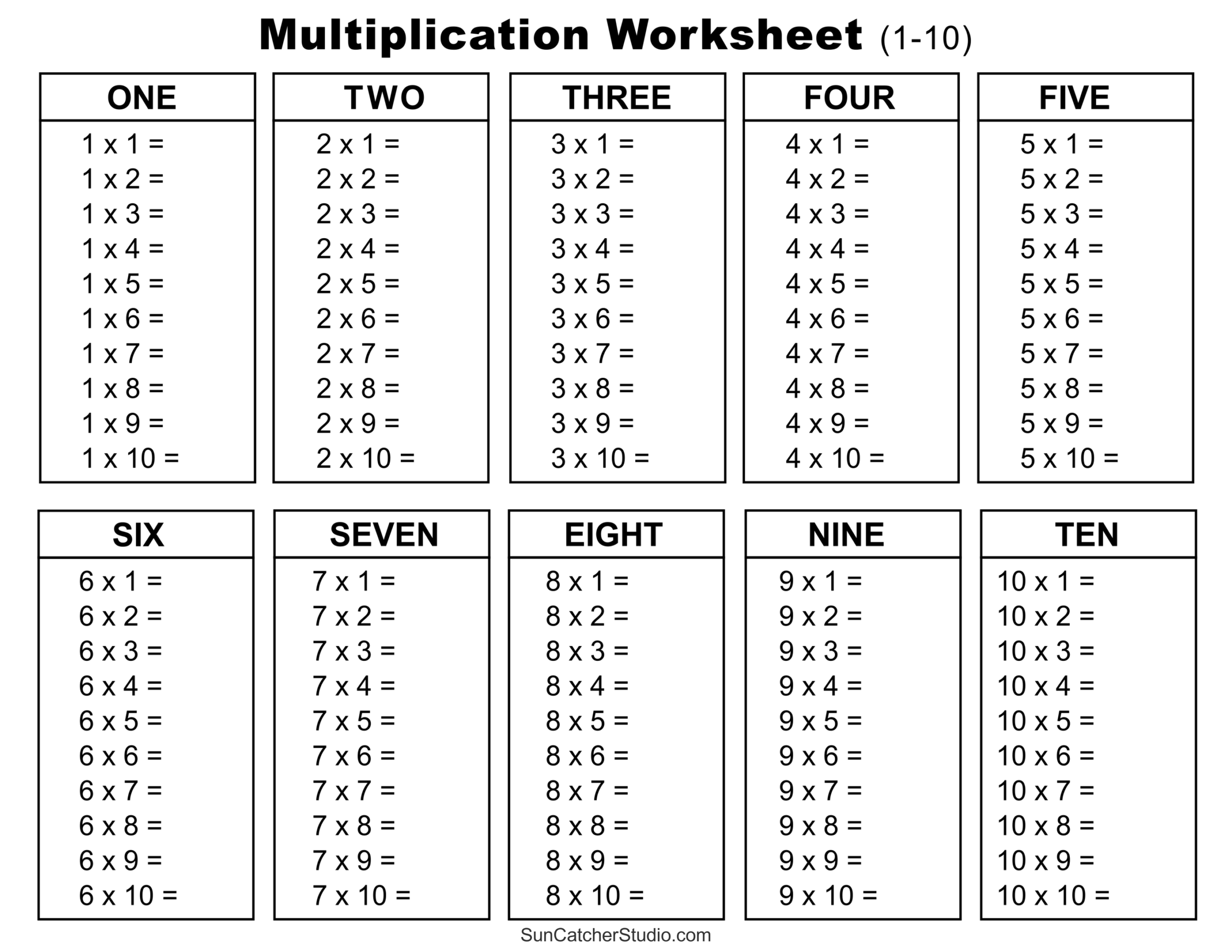 Blank Printable Multiplication Chart 0-15