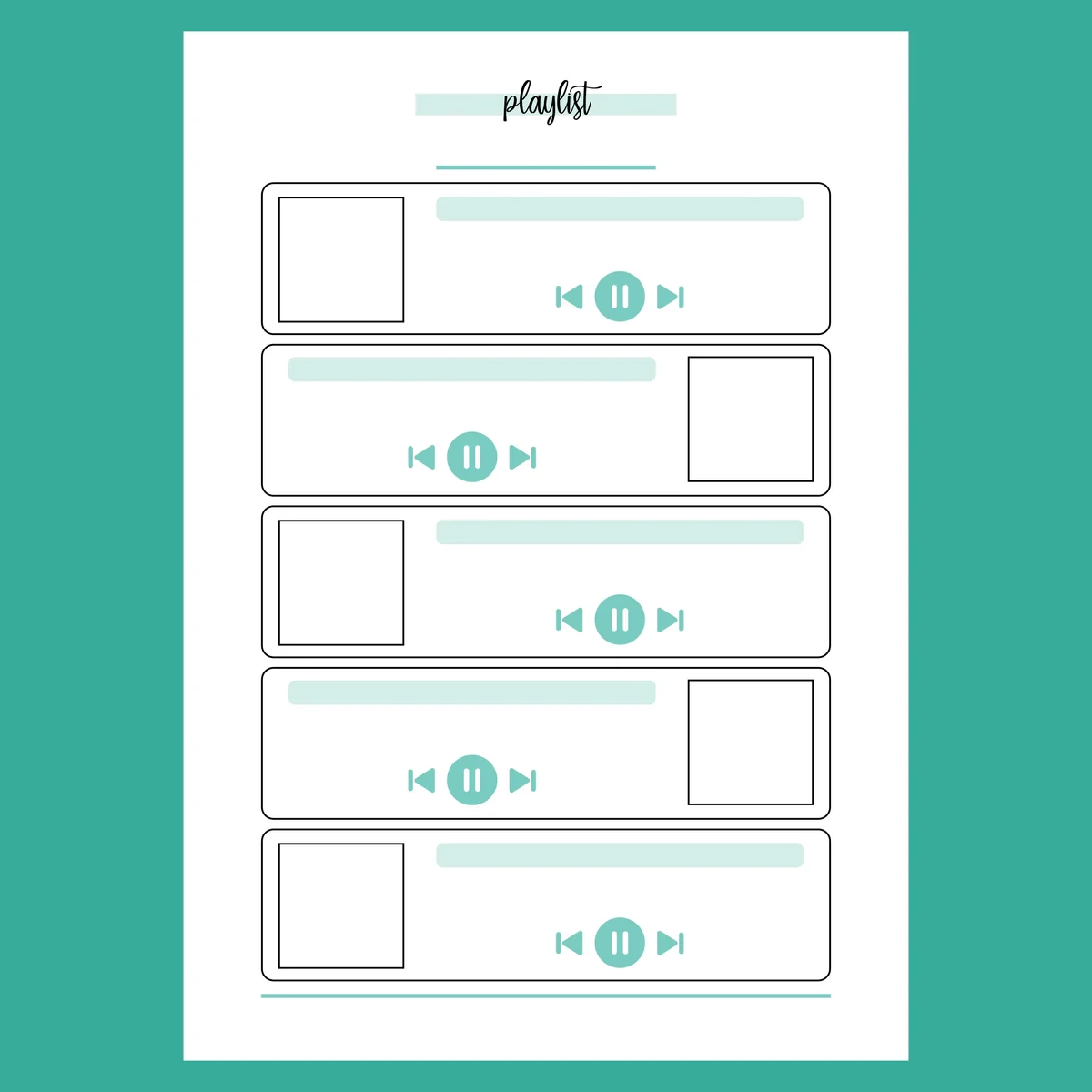 Blank Playlist Printable Music