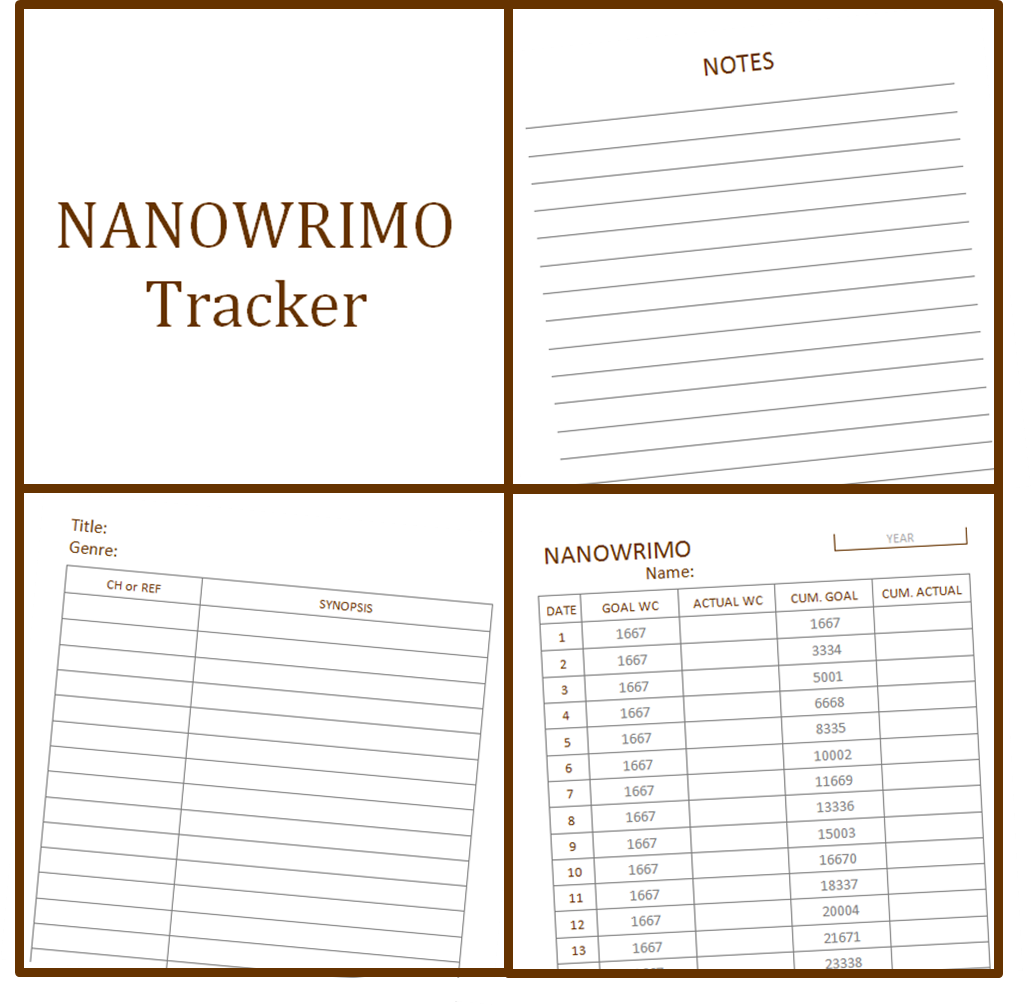 My Life All In One Place Download A Free NaNoWriMo Tracker Printable