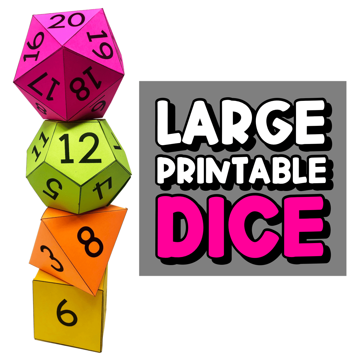 My Math Resources Large Printable Dice Templates Worksheets 