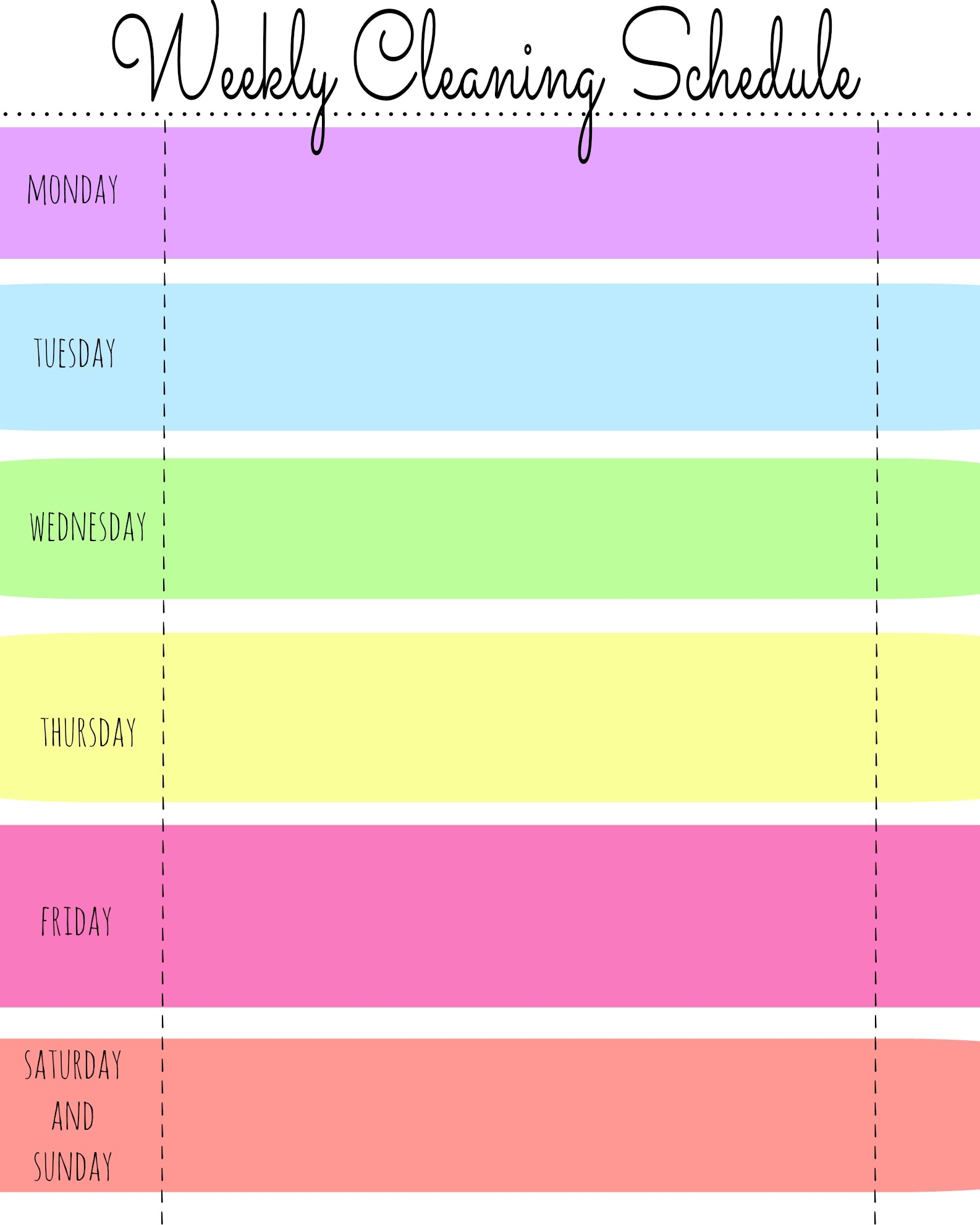 Blank Cleaning Schedule Calendar Printable