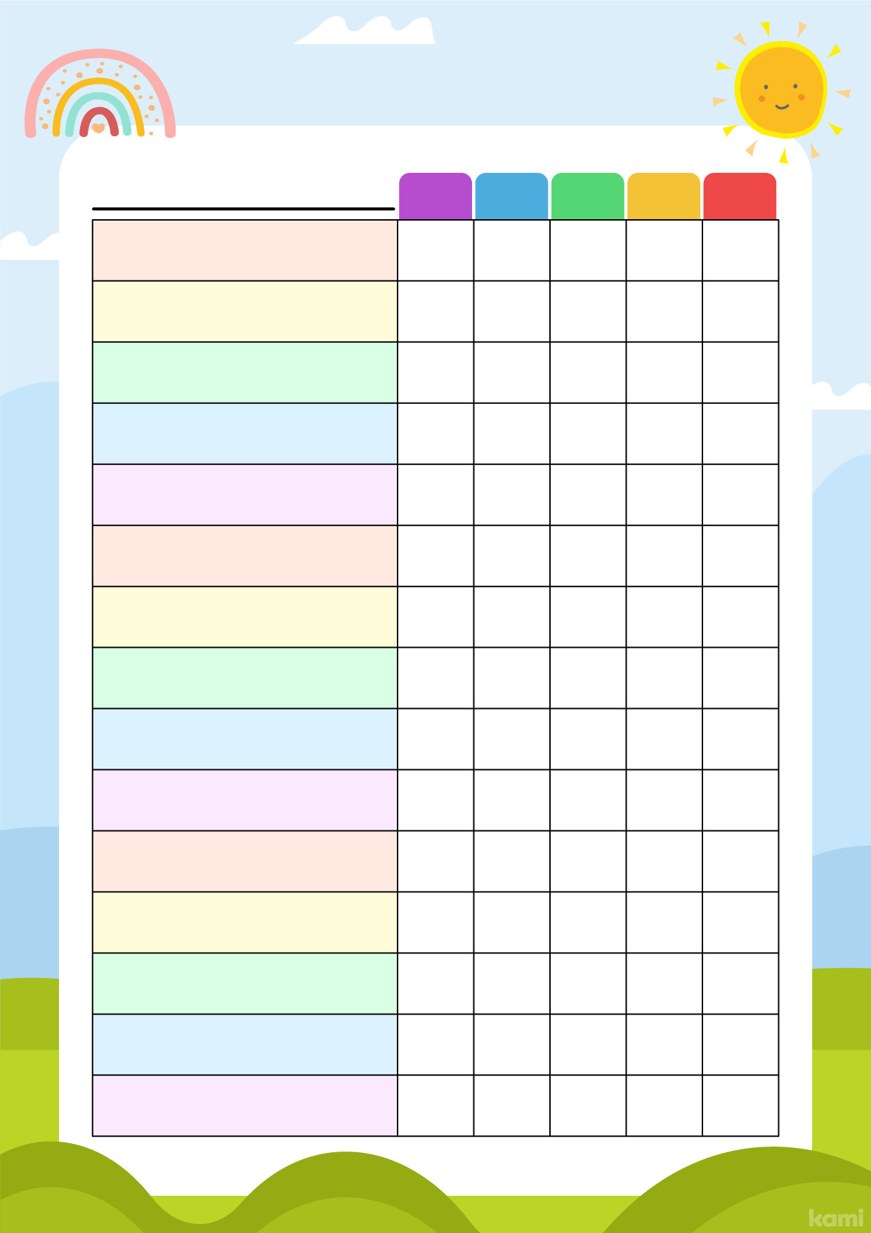 Printable Blank Reward Chart