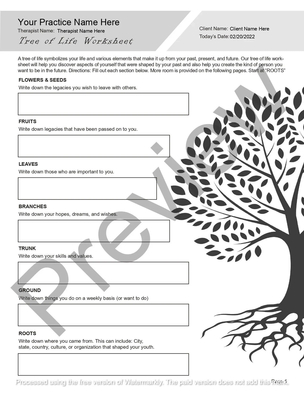 Printable Blank Tree Of Life