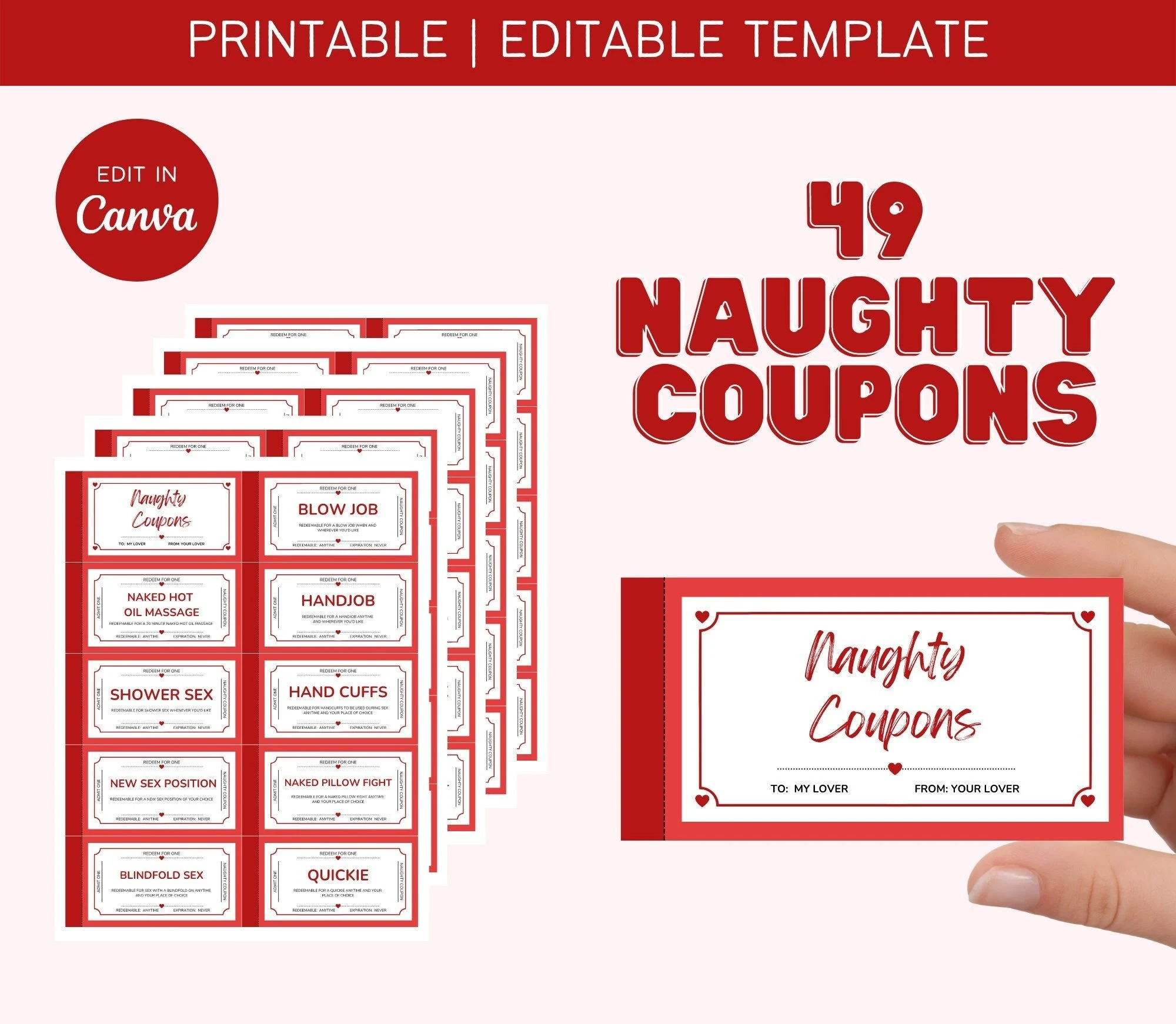 Naughty Coupons Digital Template Printable Sex Coupon 