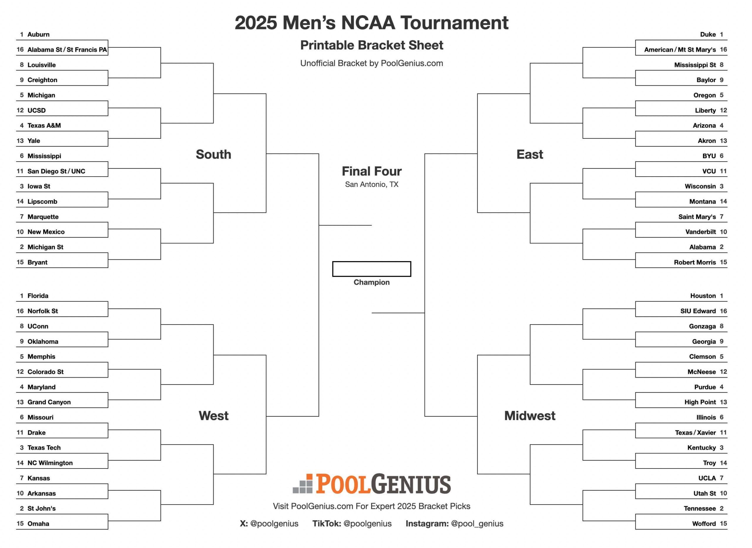 Printable Bracket Blank
