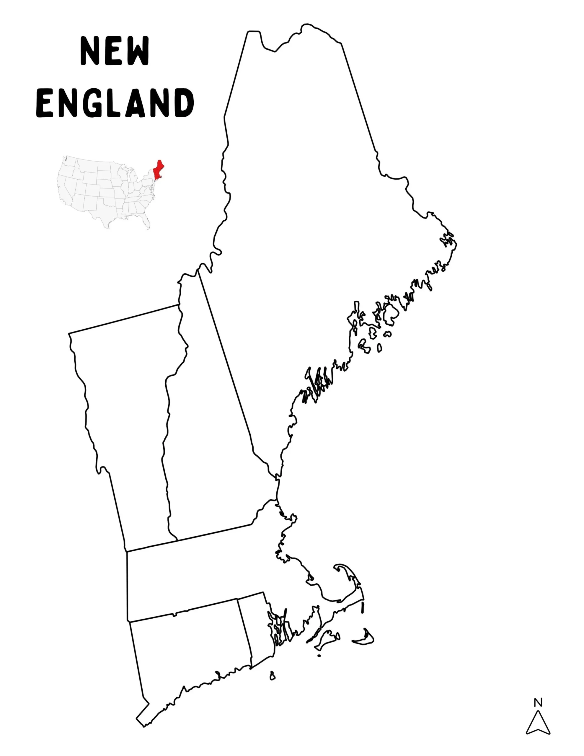 New England Geography Printables Outline Maps Word Search And 