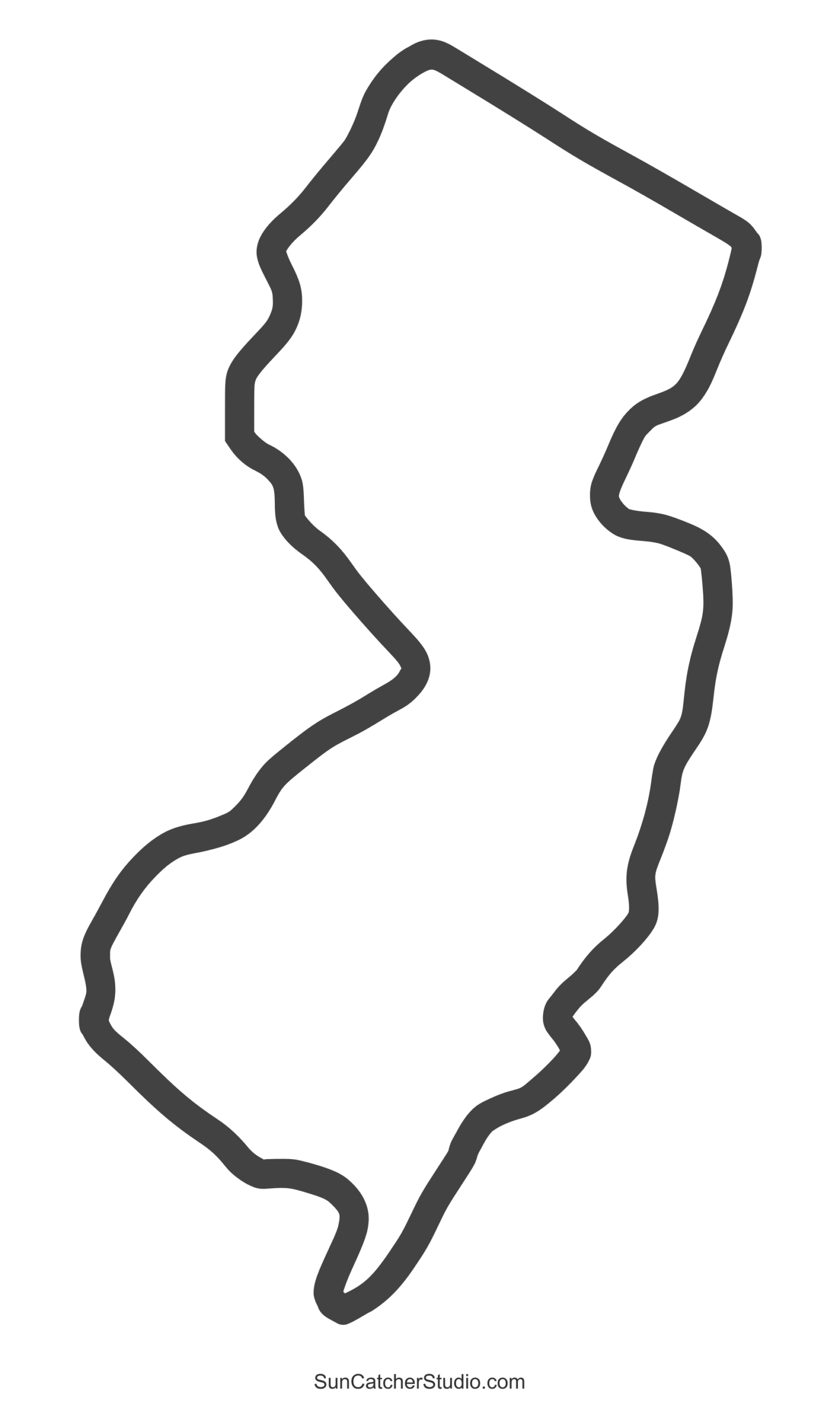 New Jersey Map Outline Printable State Shape Stencil Pattern 
