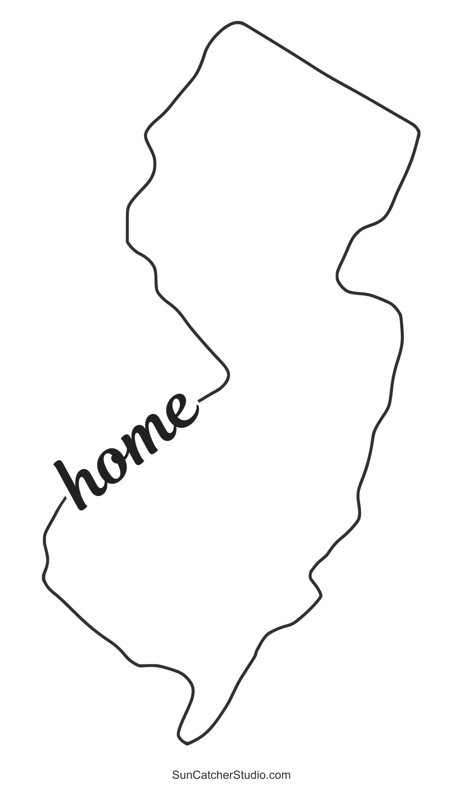 New Jersey Map Outline Printable State Shape Stencil Pattern 
