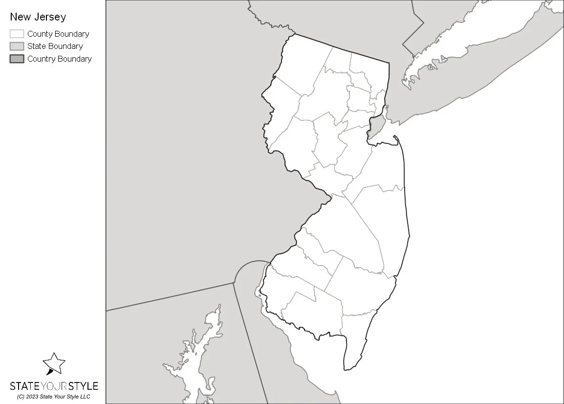 New Jersey Printable Blank Map