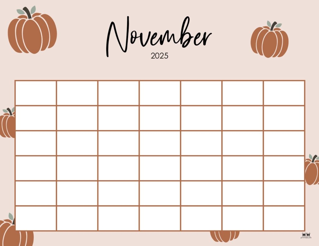 November Calendar Blank Printable