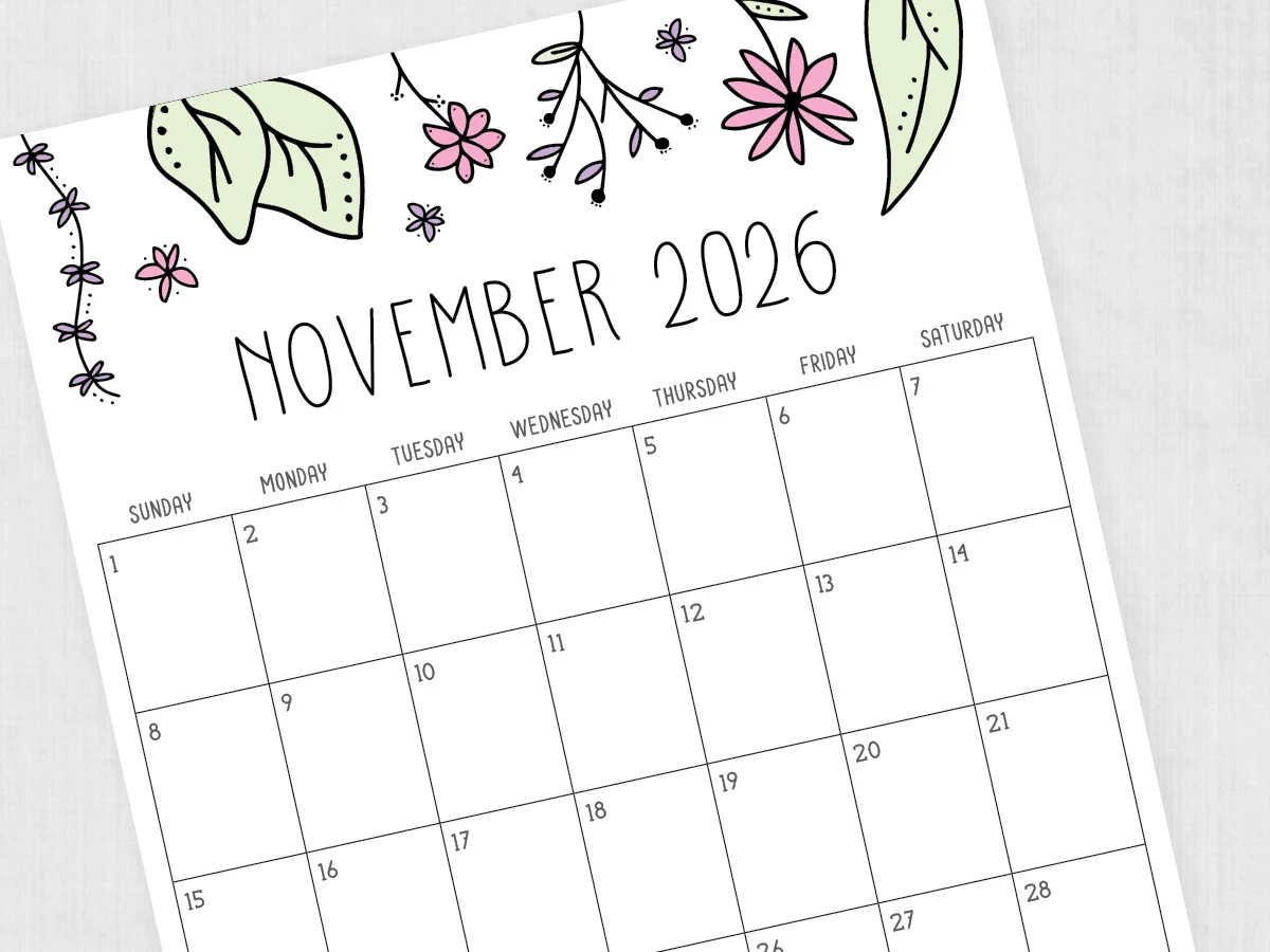 Printable Blank Calander November 2026