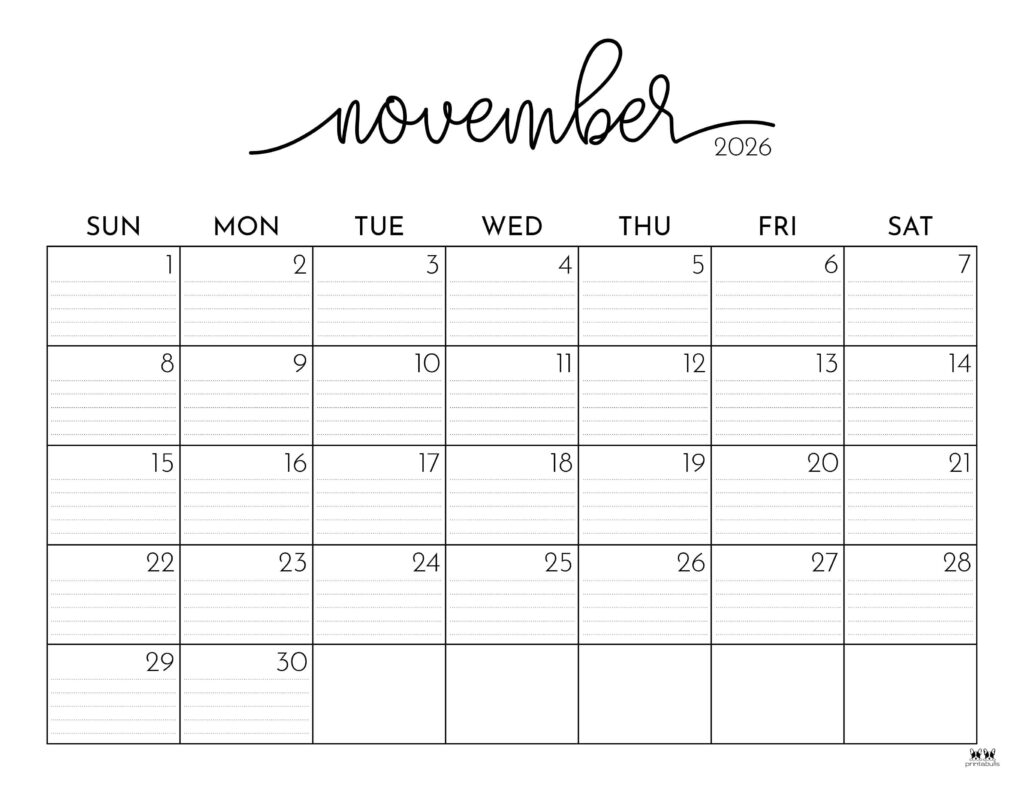Printable Blank Calendar November 2026