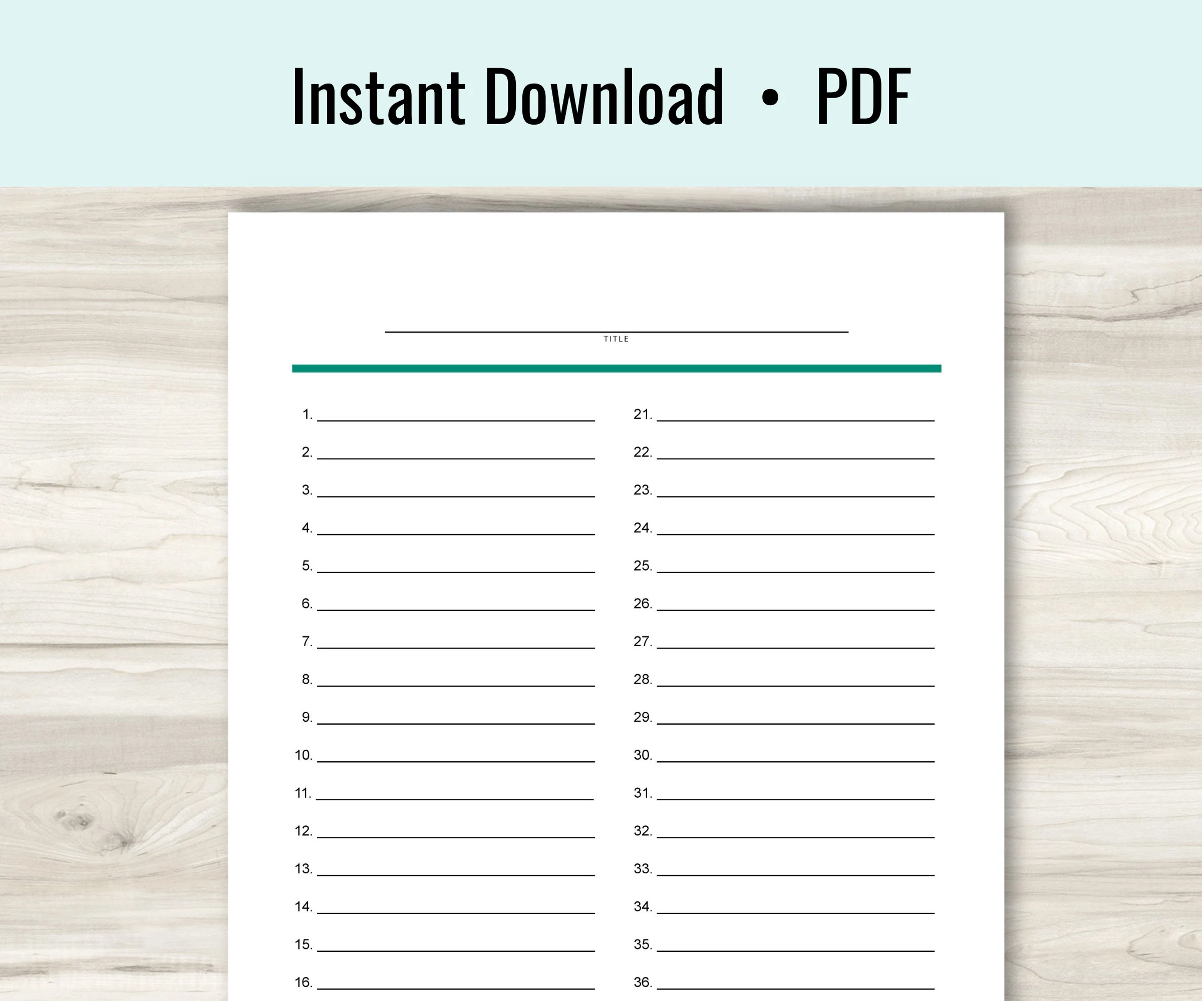 Free Printable Blank Checklist Numbered