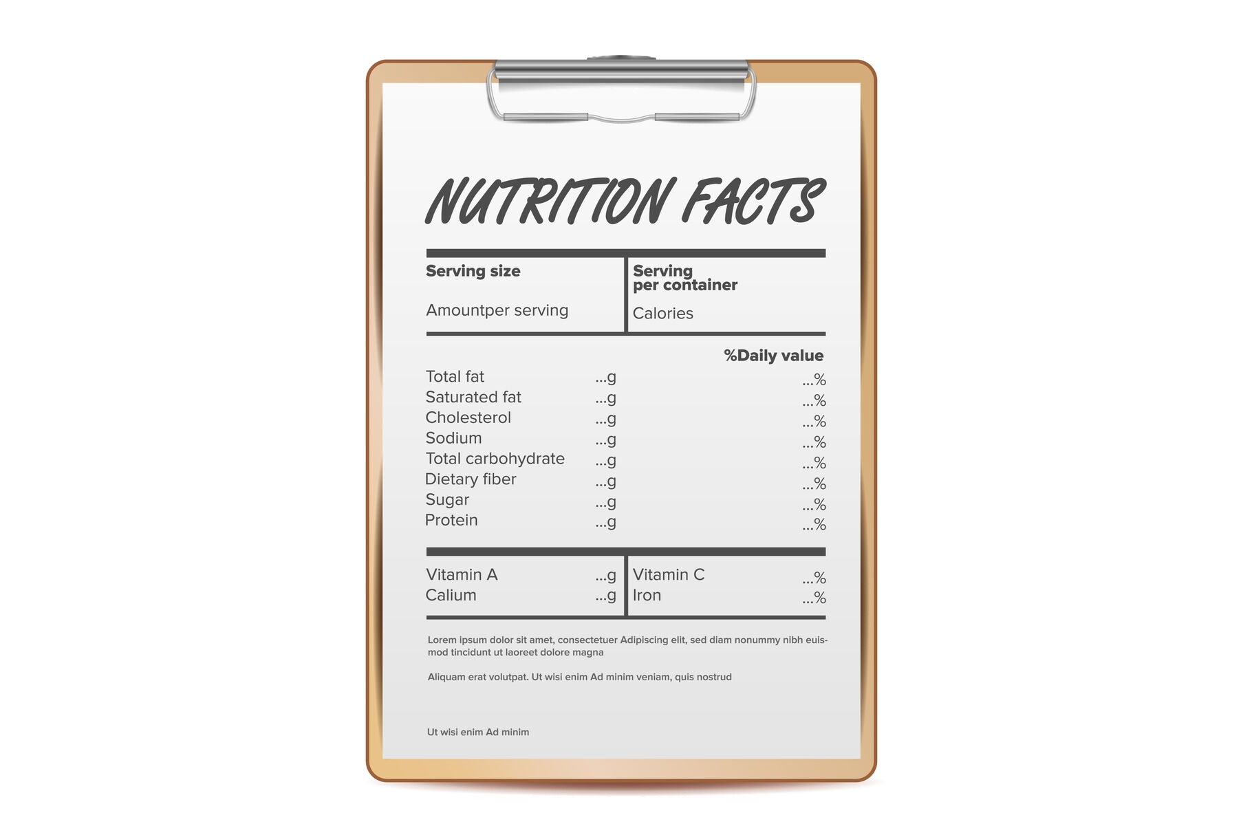 Blank Printable Nutrition Label Template