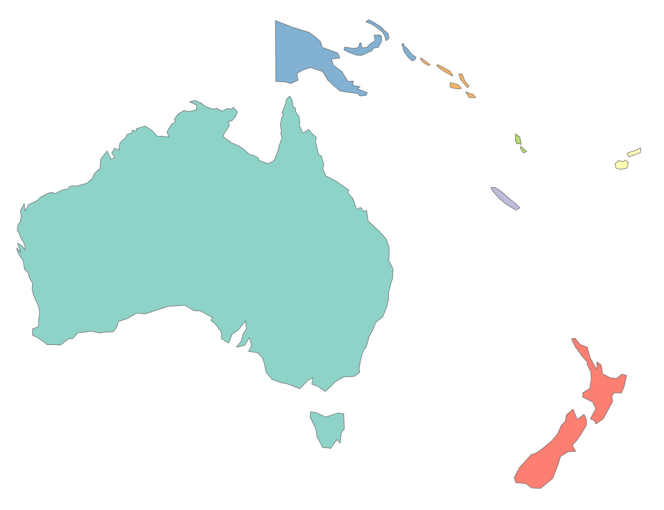 Printable Blank Map Of Oceania