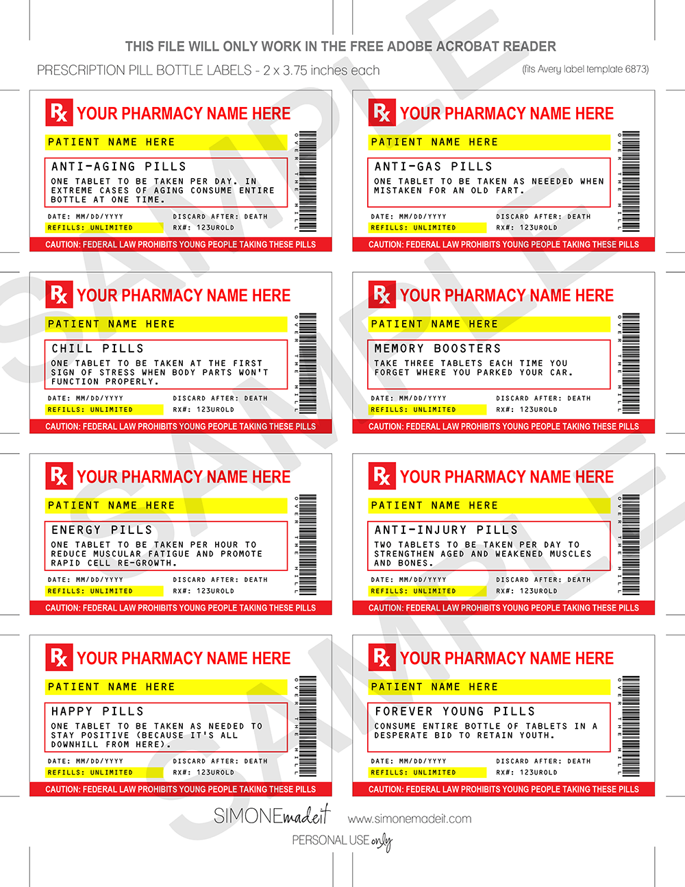 Printable Blank Prescription Label Template