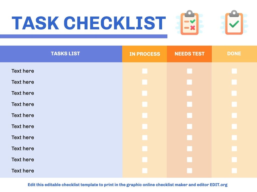 Blank Editable Printable Checklist