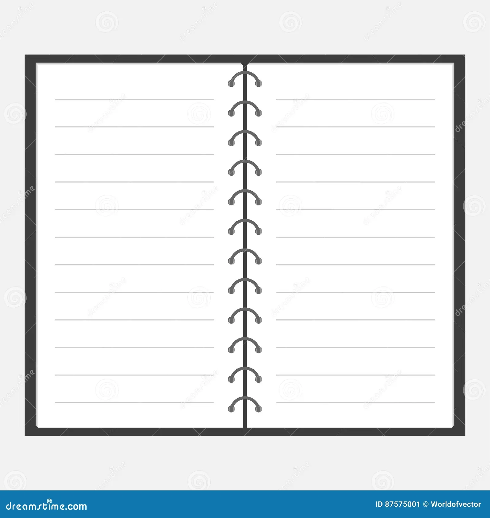 Open Notebook With Spiral And Blank Lined Paper Lined Template 