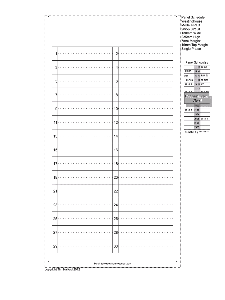 Open The Electrical Panel Schedule Or Even A Printable Template 