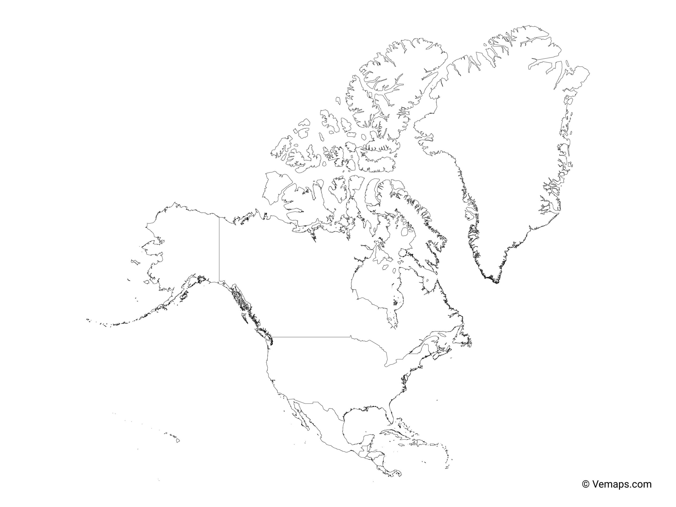 Blank Printable Map North America