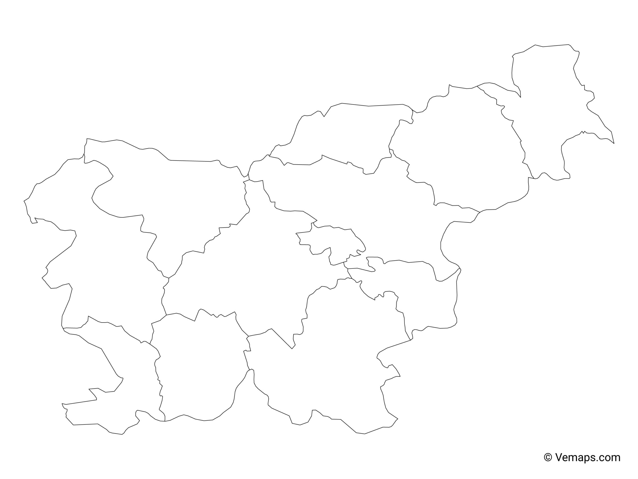 Outline Map Of Slovenia With Statistical Regions Free Vector Maps
