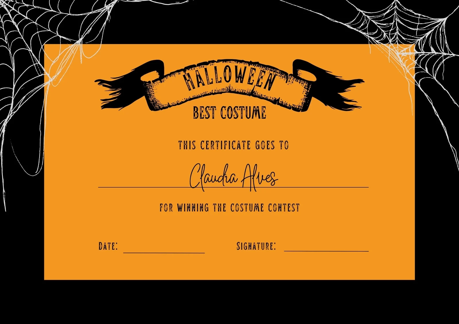 Page 2 Free Custom Printable Halloween Certificate Templates Canva