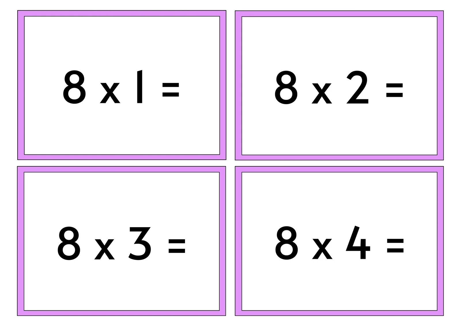 Blank Math Flash Cards Printables