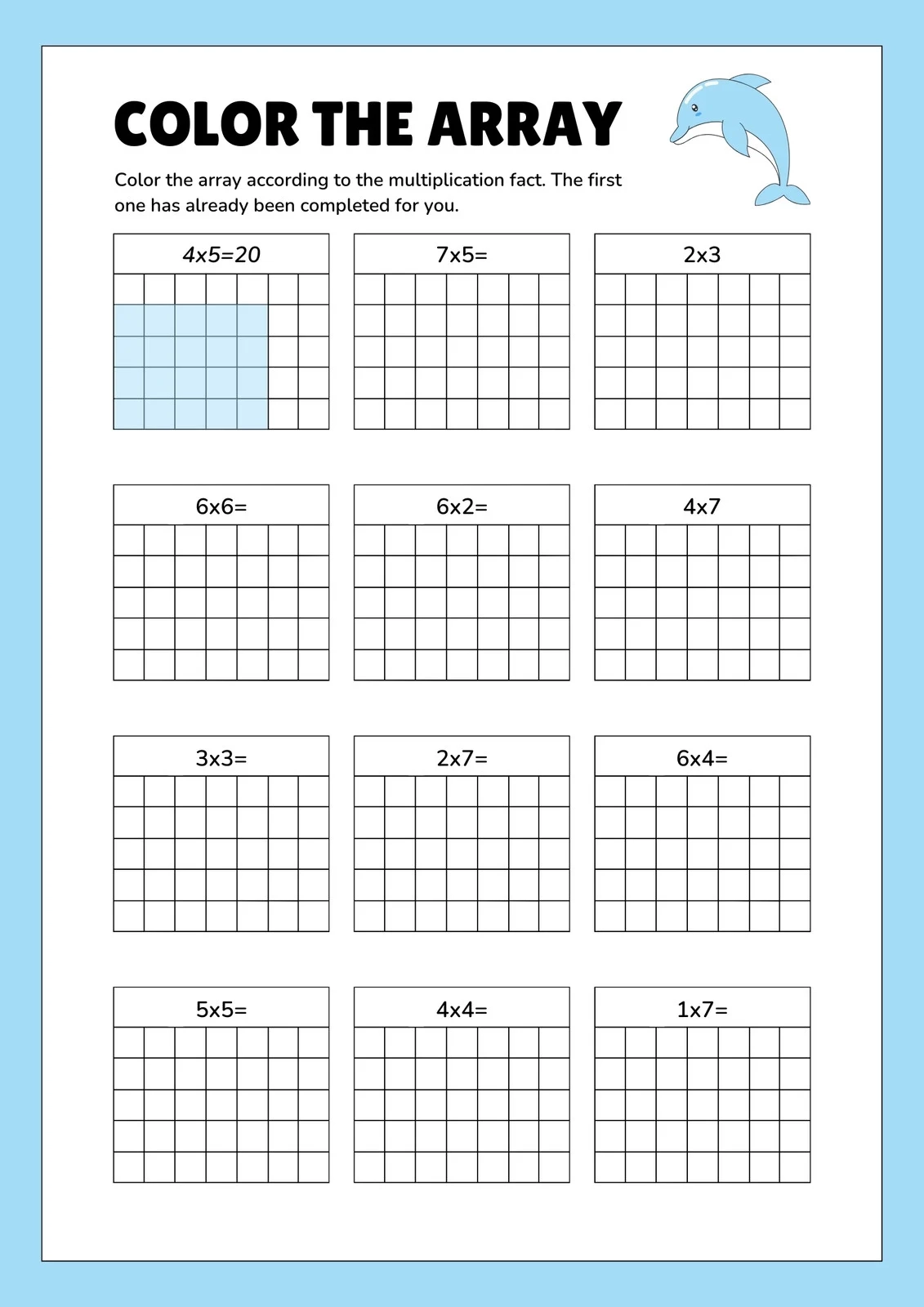 Free Printable Array Worksheets Blank