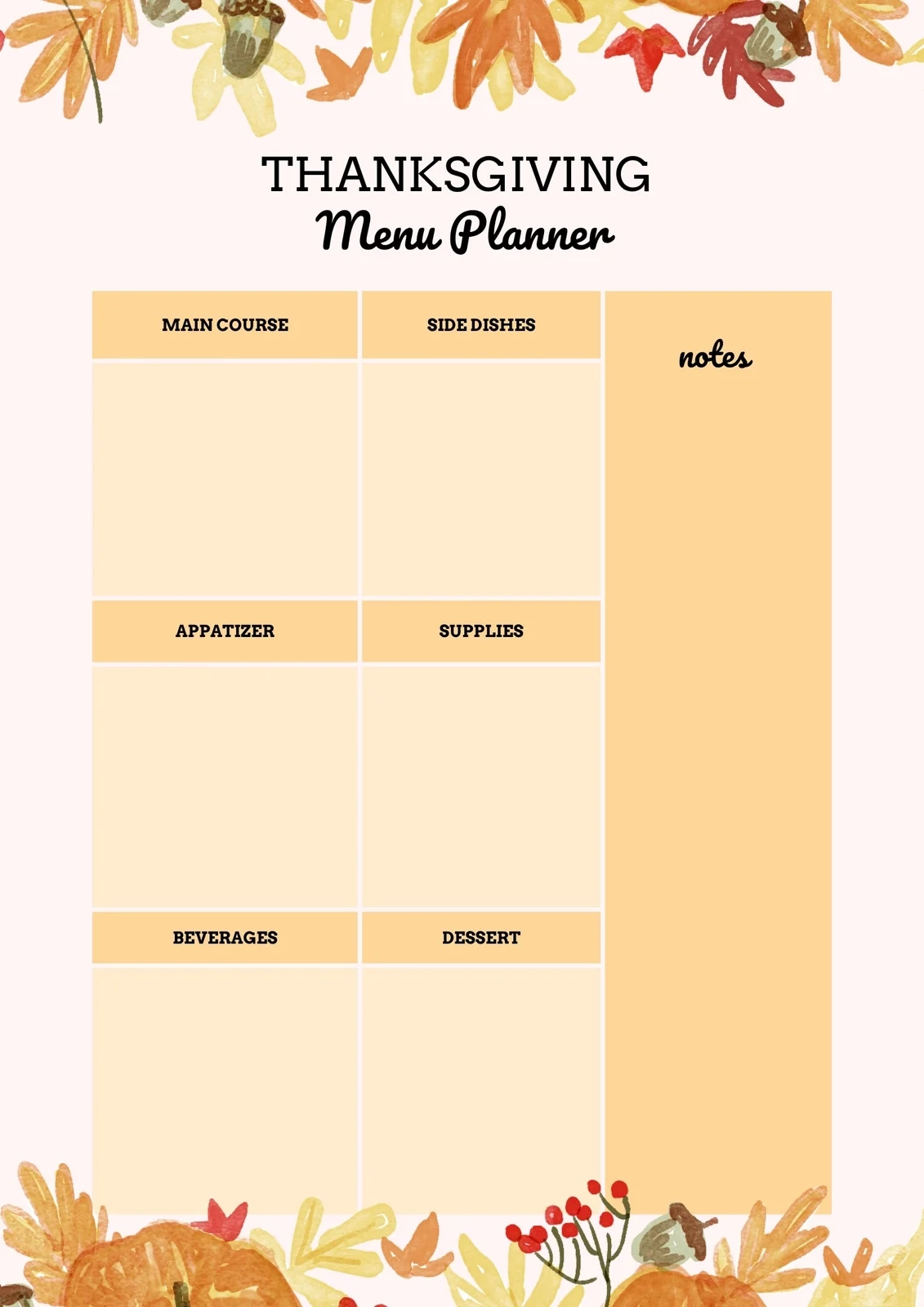 Page 2 Free Printable Customizable Thanksgiving Menu Templates 