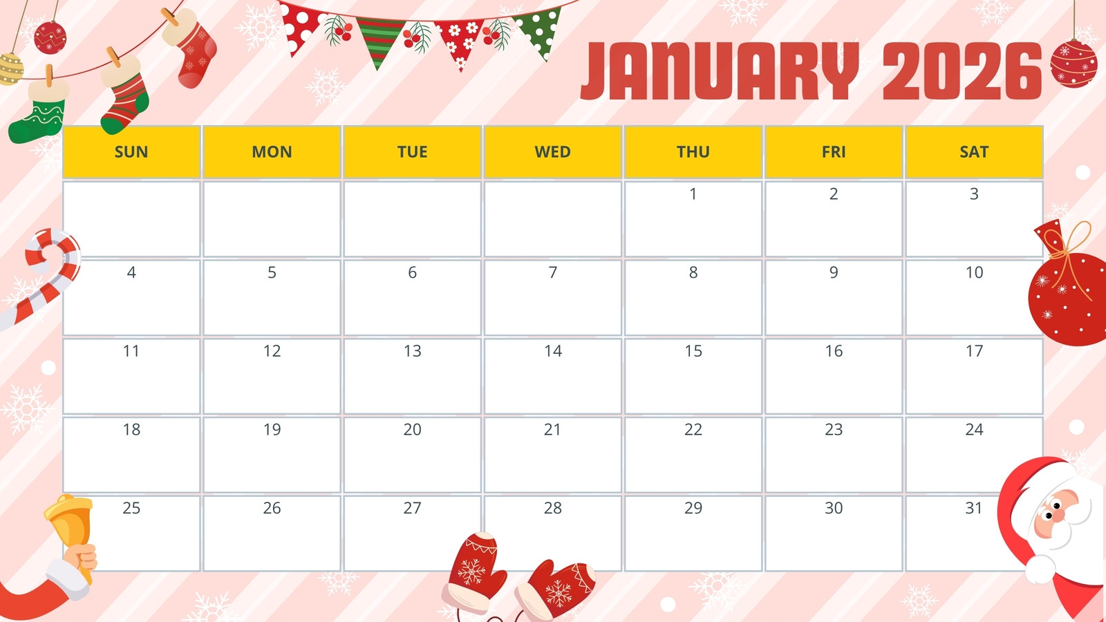 2026 Blank Christmas Countdown Printable
