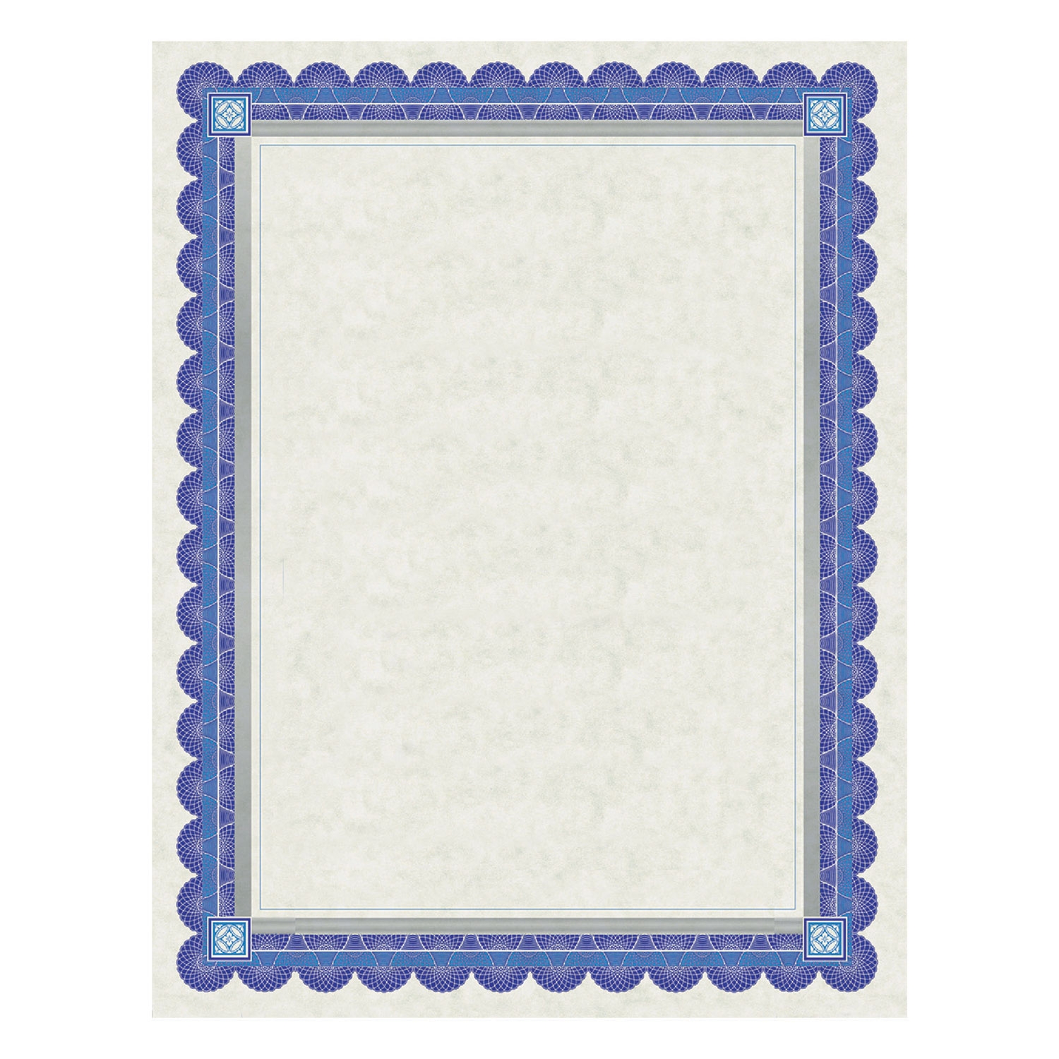 Parchment Certificates Academic 8 5 X 11 Ivory With Blue Silver Foil Border 15 Pack