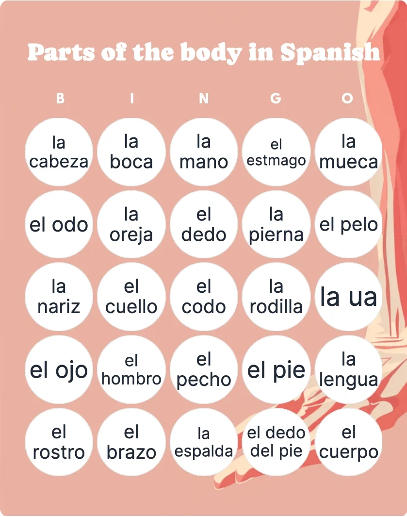 Blank Spanish Bingo Sheet Printable