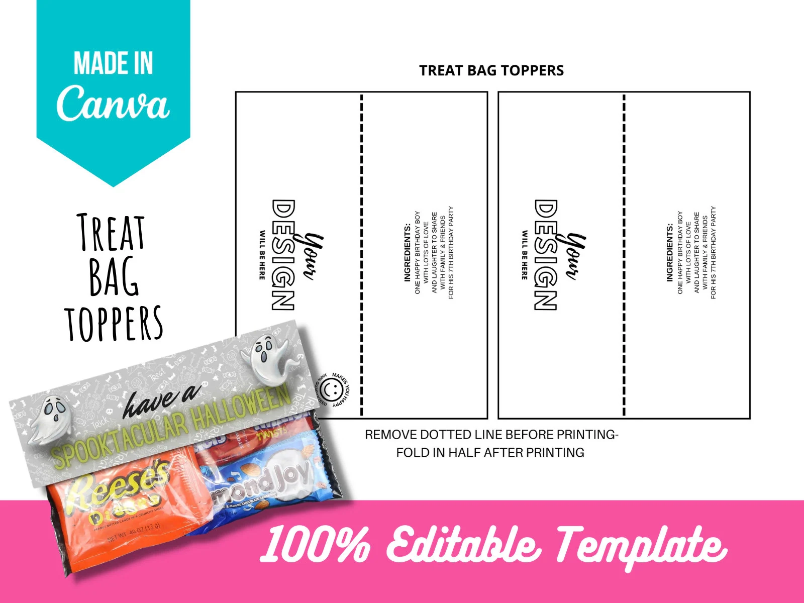 Blank Bag Topper Template Printable