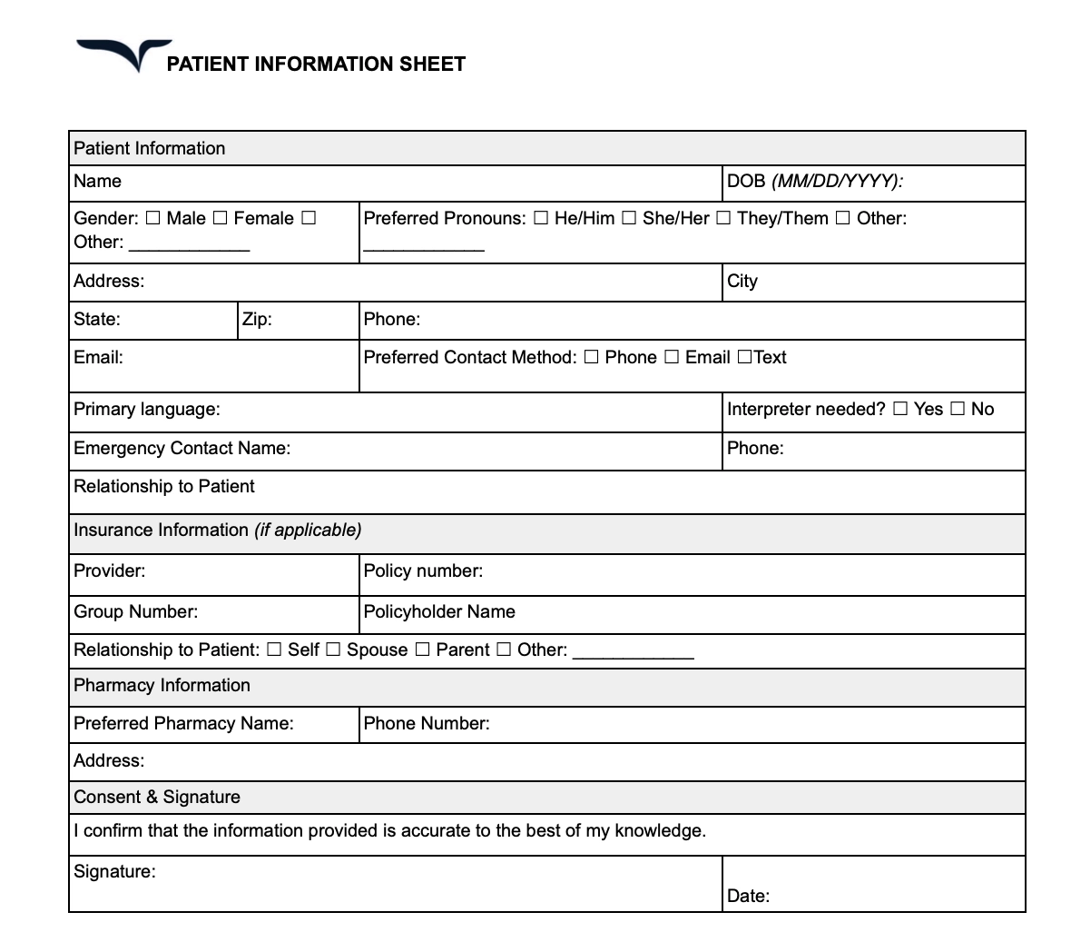 Free Printable Blank Medical Forms