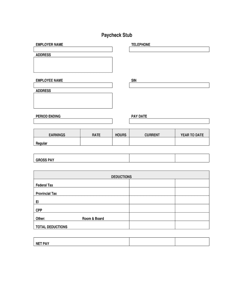 Paycheck Stub Form Fill Online Printable Fillable Blank 