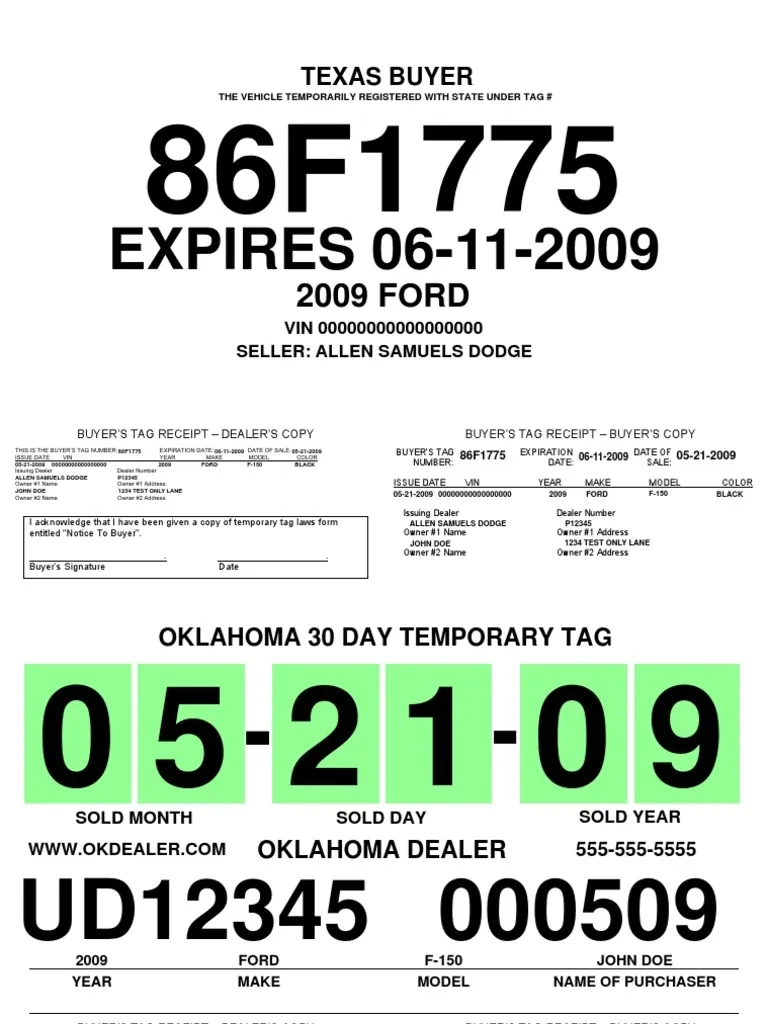 Printable Blank Florida Temporary Tag