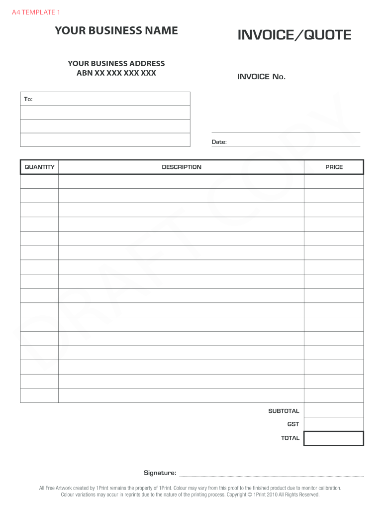 Blank Invoices Free Printable
