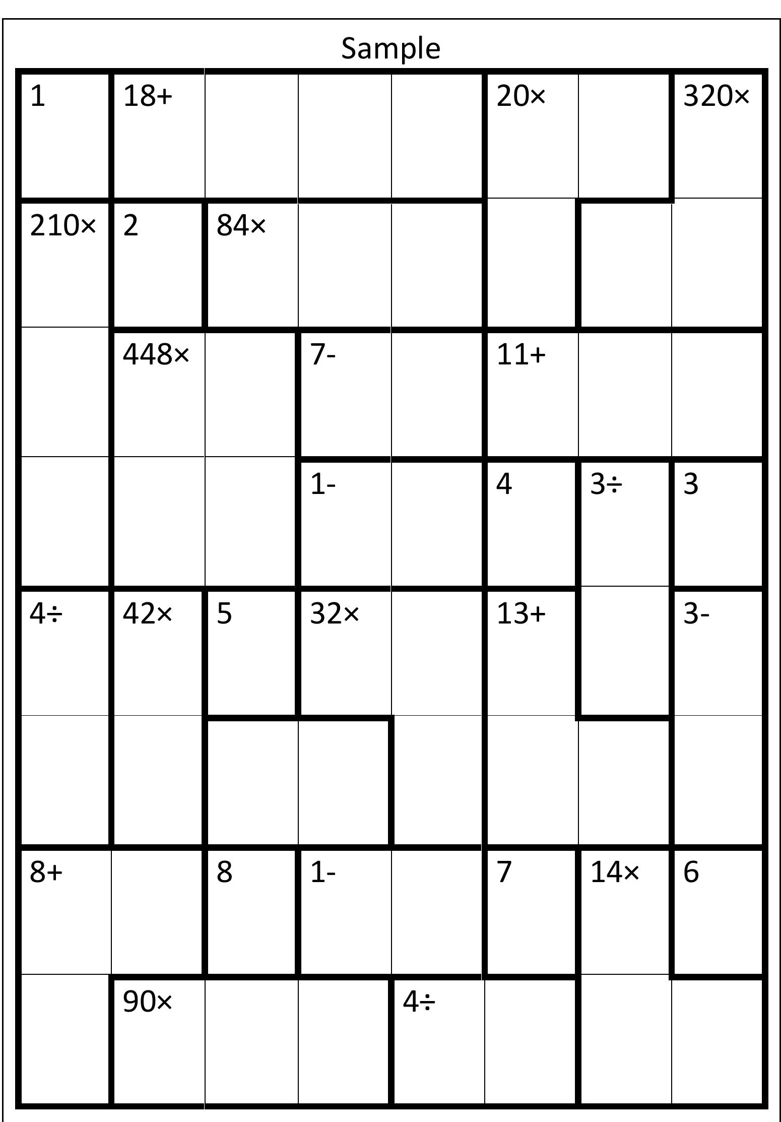 Free Blank Printable Kenken Grids
