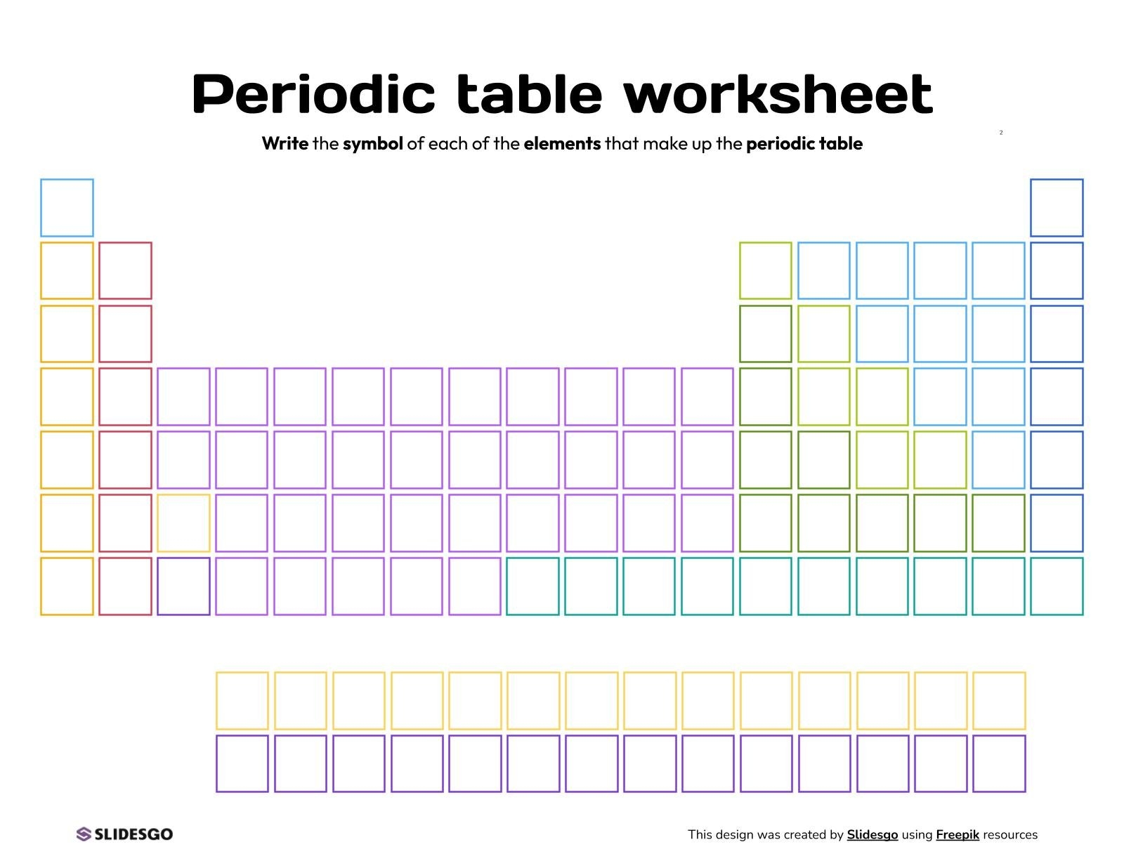 Periodic Table Worksheet Template